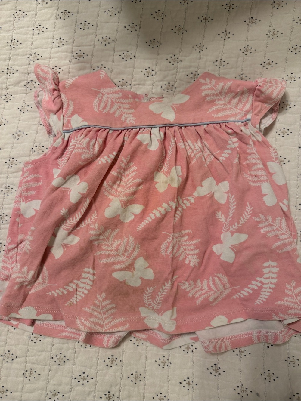 Pink Butterfly Print Ruffle Sleeve Kids Top